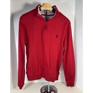U.S. Polo Assn. Red Mens 1/4 Zip 100% Cotton Pullover Size Small
